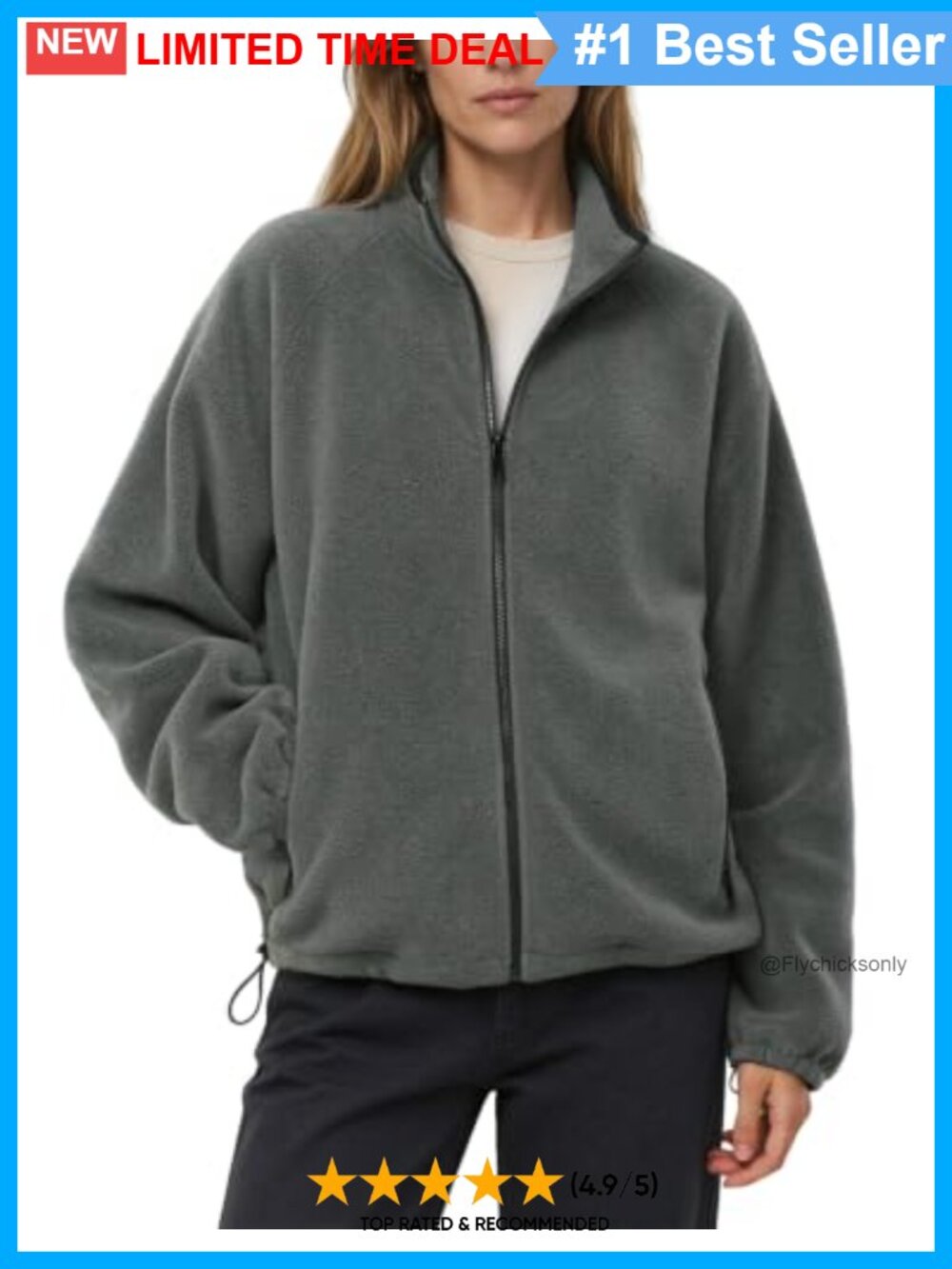 Womens Fleece Sherpa Jacket Inner Lining Zip Up Cinched Waist Outdoor